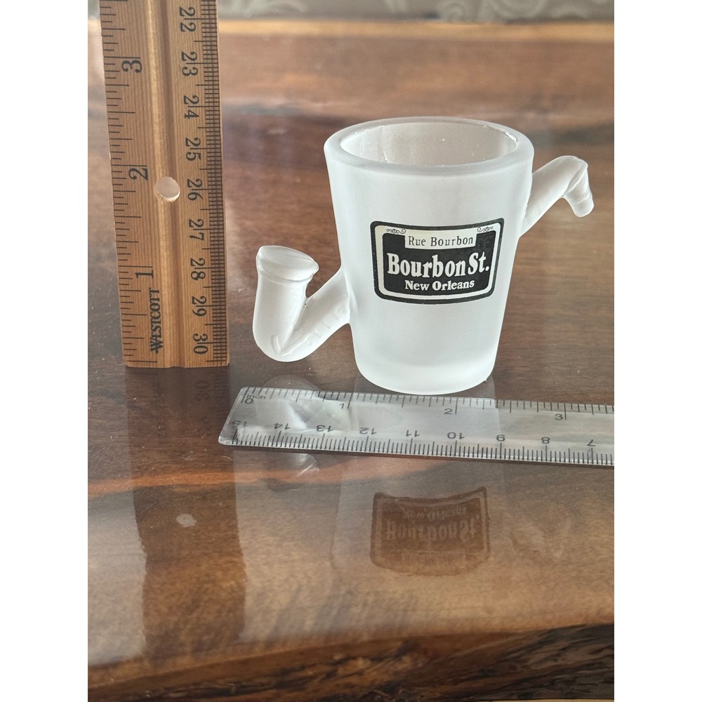 Bourbon St New Orleans Frosted Glass Saxophone Shot Glass Rue Bourbon Souvenir - Picture 3 of 3